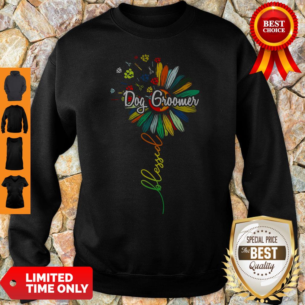 Funny Sunflower Blessed Dog Groomer Shirt