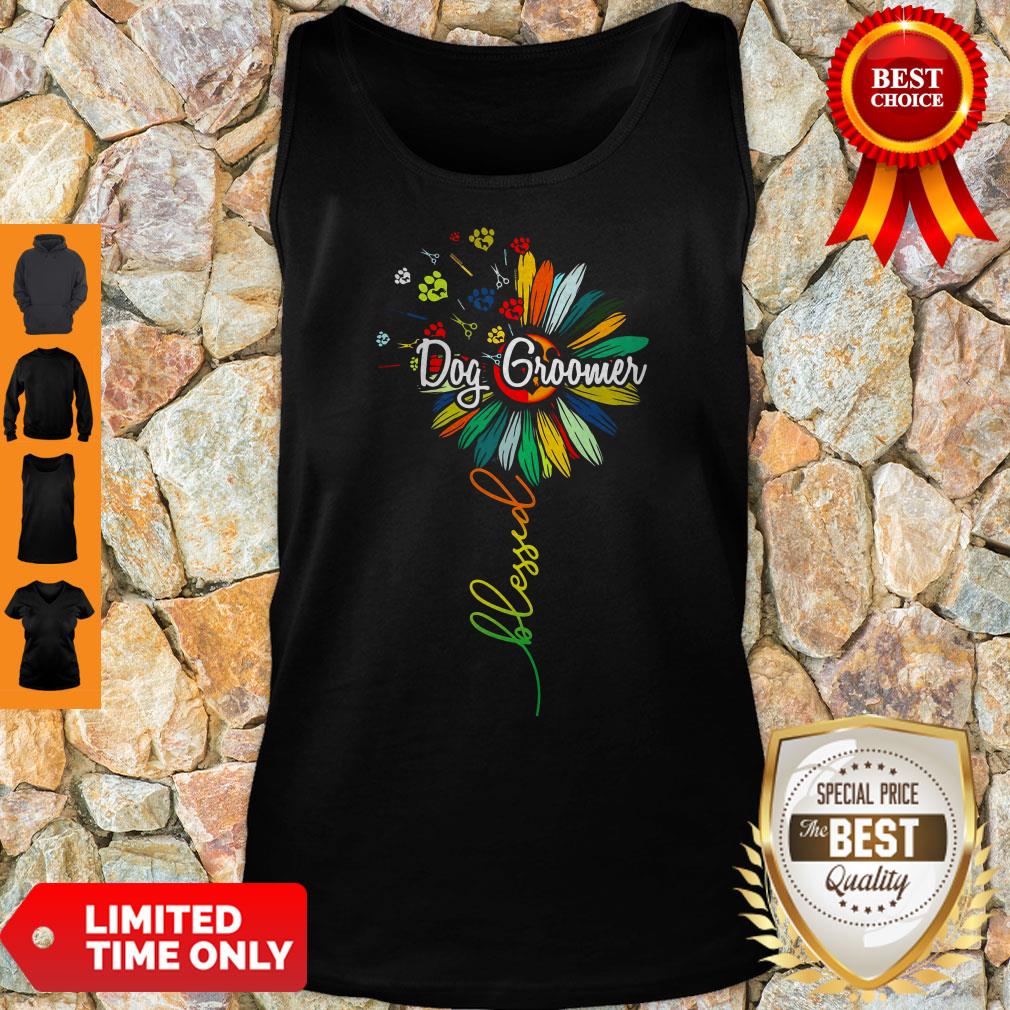 Funny Sunflower Blessed Dog Groomer Shirt