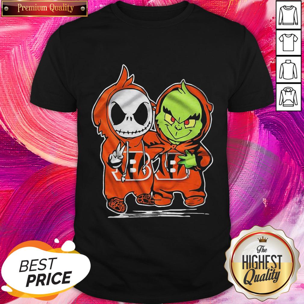 Great Baby Skeleton And Baby Grinch Bengals Baseball Shirt
