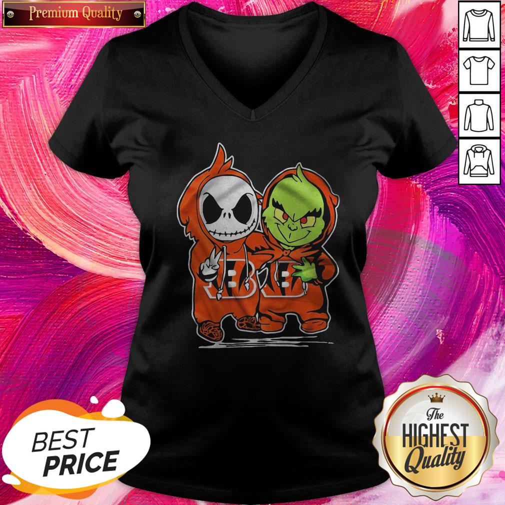 Great Baby Skeleton And Baby Grinch Bengals Baseball Shirt