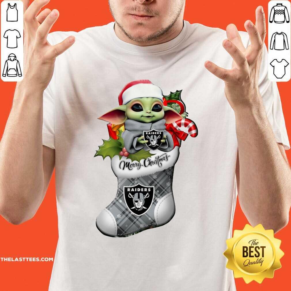 Great Baby Yoda Hug Las Vegas Raiders Ornament Merry Christmas 2020 Shirt