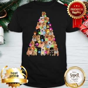 Xmas Tree Pomeranian Dog Light Christmas Shirt