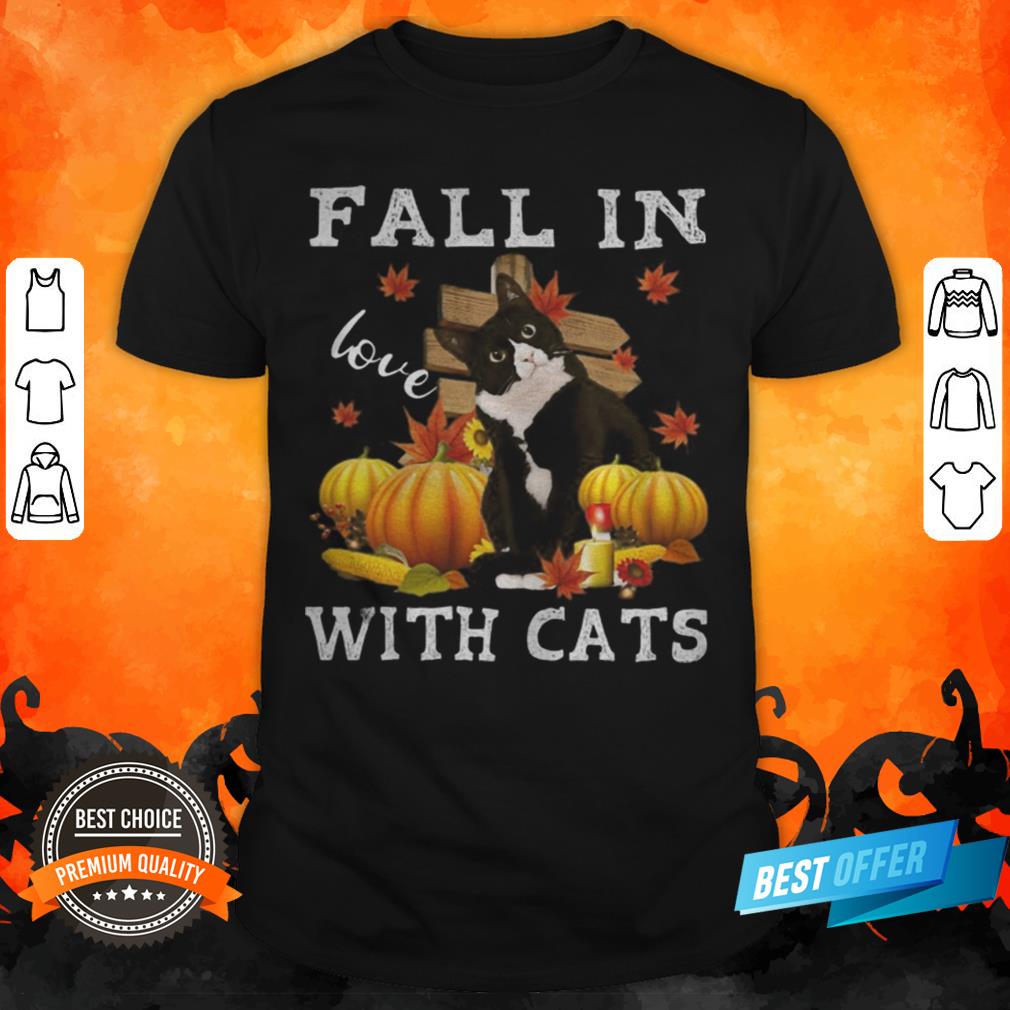 Halloween Fall In Love With Cats Pumpkins Shirt
