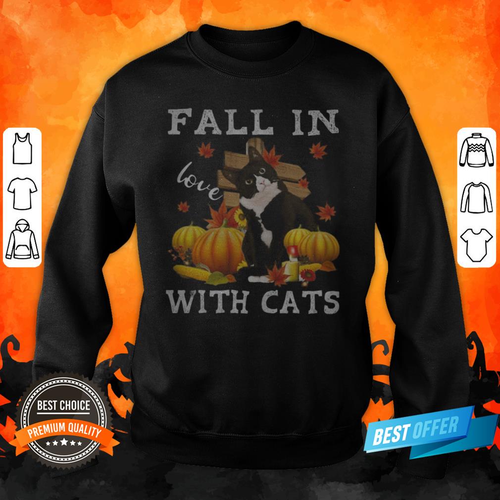 Halloween Fall In Love With Cats Pumpkins Shirt