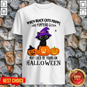 When Black Cats Prowl And Pumpkins Gleam May Luck Be Yours On Halloween Pumpkins Shirt