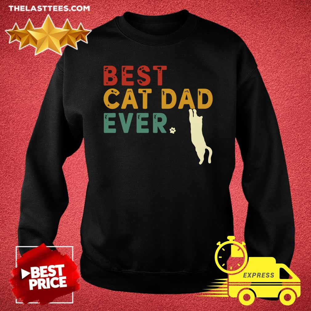 Hot Best Cat Dad Ever Retro Vintage Dad Cat Father'S Day T Shirt