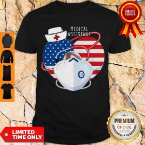 Top Medical Assistant Heart Mask Stethoscope American Flag Shirt