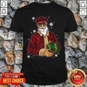 Cool Santa Police Officer Giving Gift On Ugly Christmas Shirt