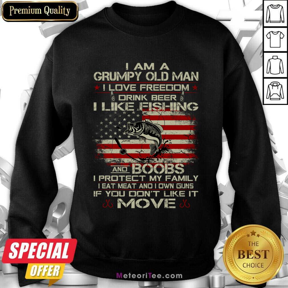 I Am A Grumpy Old Man I Love Freedom Drink Beer I Like Fishing Shirt