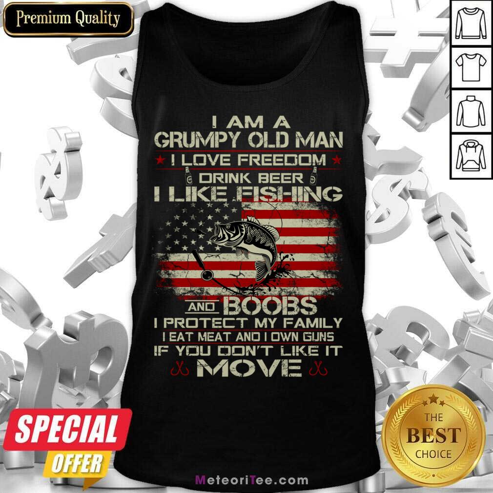 I Am A Grumpy Old Man I Love Freedom Drink Beer I Like Fishing Shirt