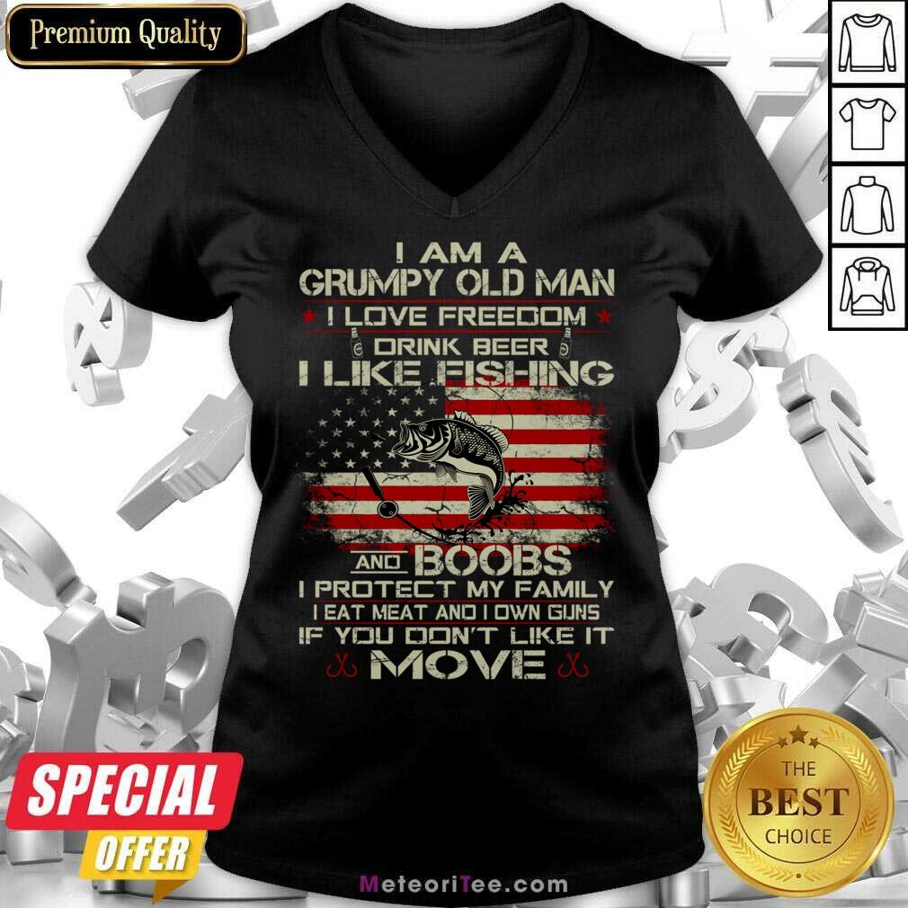 I Am A Grumpy Old Man I Love Freedom Drink Beer I Like Fishing Shirt