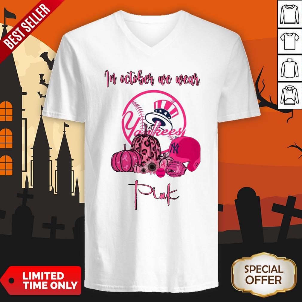 In October We Wear New York Yankees Pink Halloween Shirt
