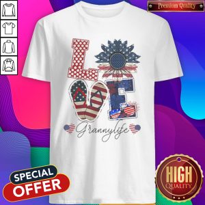 Love Granny life Heart Flower American Flag Independence Day Shirt