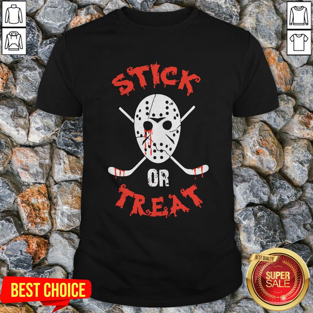 Jack Voorhees Face Stick Or Treat Hockey Halloween Shirt