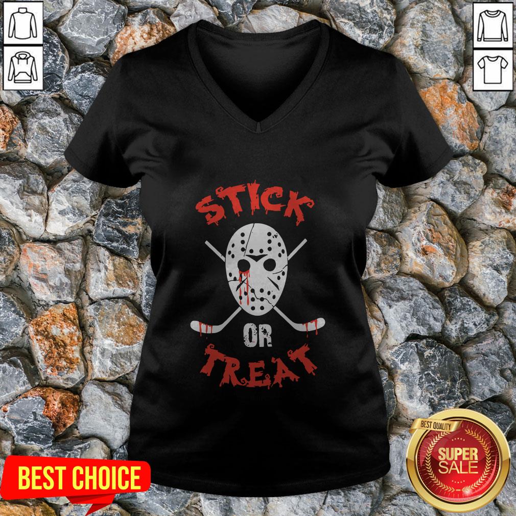 Jack Voorhees Face Stick Or Treat Hockey Halloween Shirt