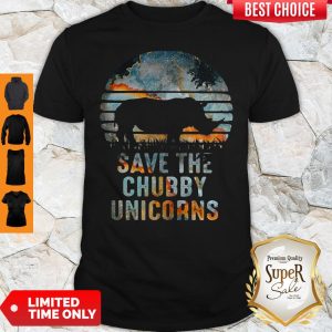 Funny Save The Chubby Unicorns Vintage Retro Sunset Rhino Vintage Shirt