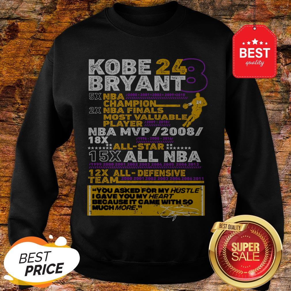 Kobe Bryant 24 8 5X NBA Champion 2X NBA Finals Most Valuable Shirt