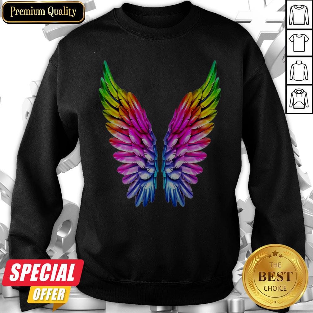 LGBT Rainbow Colored Angel Wings Lesbian And Gay Pride LGBT Shirt
