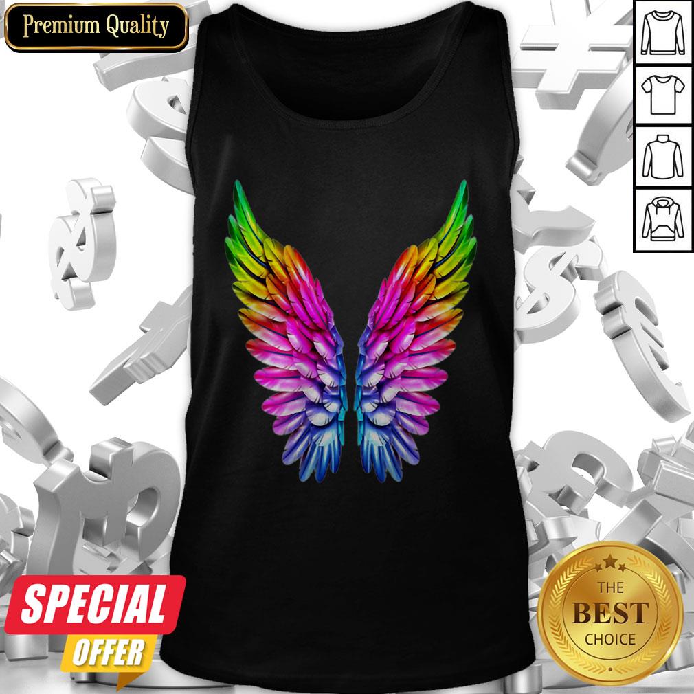 LGBT Rainbow Colored Angel Wings Lesbian And Gay Pride LGBT Shirt