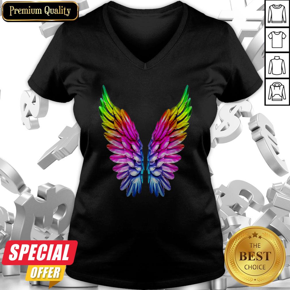 LGBT Rainbow Colored Angel Wings Lesbian And Gay Pride LGBT Shirt