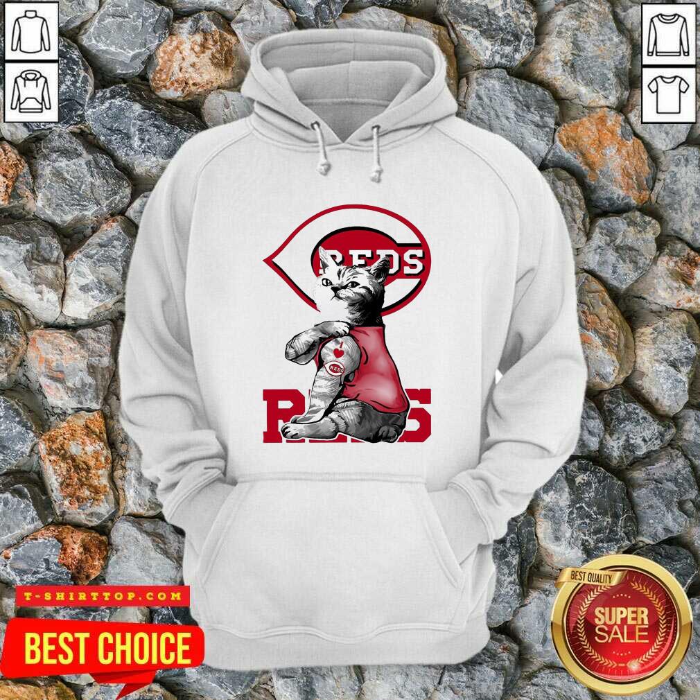 Lovely Tattoo Cat I love Cincinnati Reds Shirt