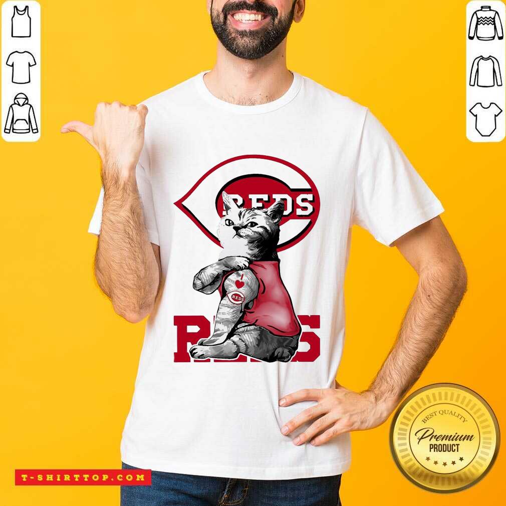 Lovely Tattoo Cat I love Cincinnati Reds Shirt