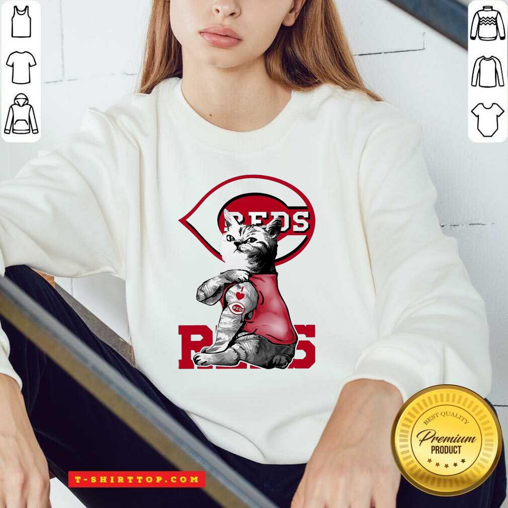 Lovely Tattoo Cat I love Cincinnati Reds Shirt