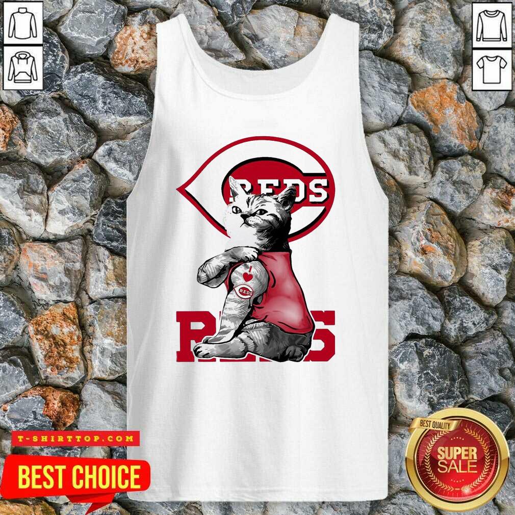 Lovely Tattoo Cat I love Cincinnati Reds Shirt