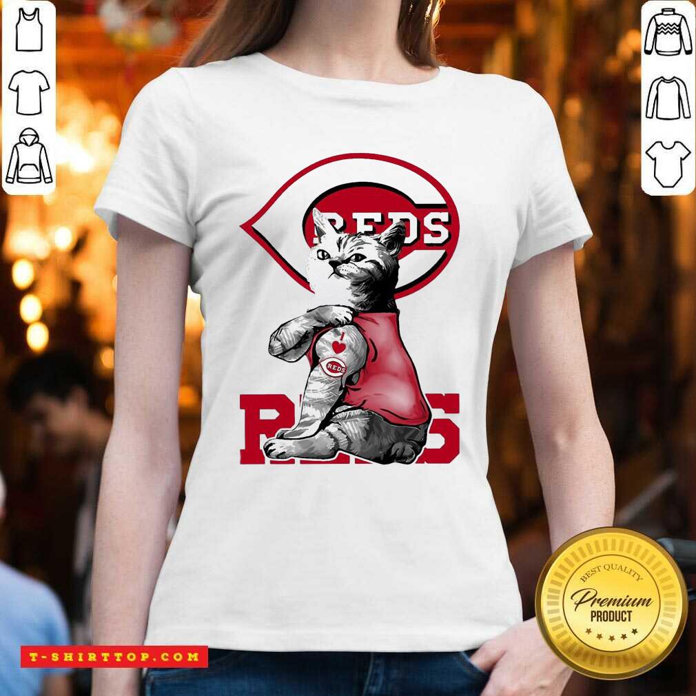 Lovely Tattoo Cat I love Cincinnati Reds Shirt