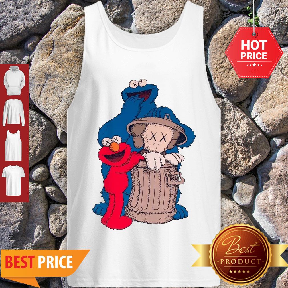 Elmo And Cookie Monster Hide KAWS In Trash Can Shirt
