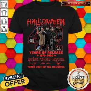 Halloween 42 Years Of Release 1978-2020 Thank You For The Memories Signatures Halloween Shirt