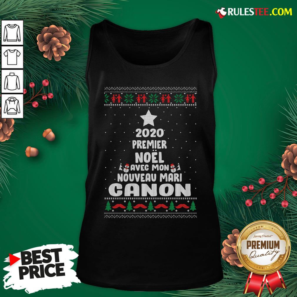 Nice 2020 Premier Noel Avec Mon Nouveau Mari Canon Ugly Christmas Shirt