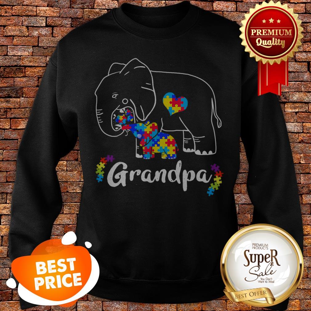 Nice Autism Awareness Support Grandpa Elephant Gift Shirt