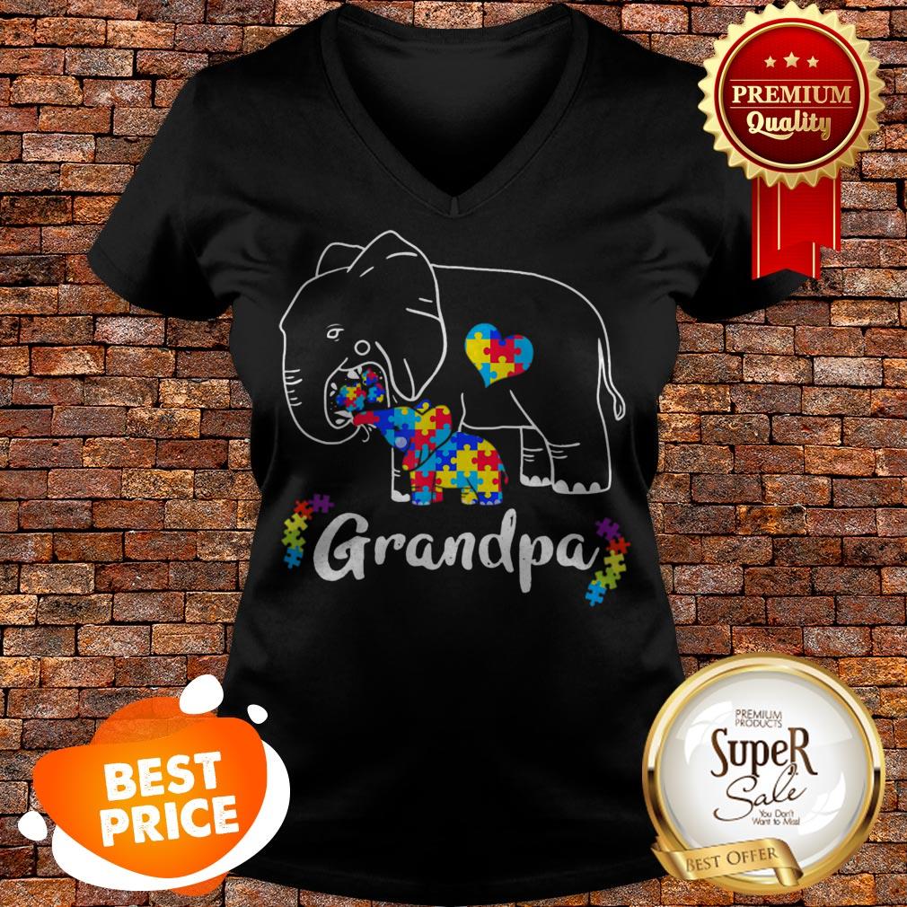 Nice Autism Awareness Support Grandpa Elephant Gift Shirt