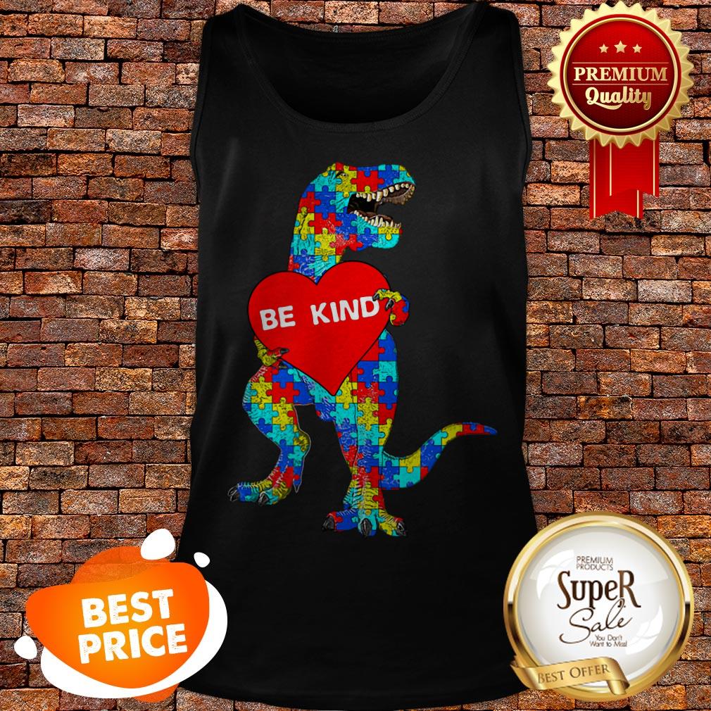 Nice Autism Awareness T Rex Dinosaur Be Kind Puzzle Shirt
