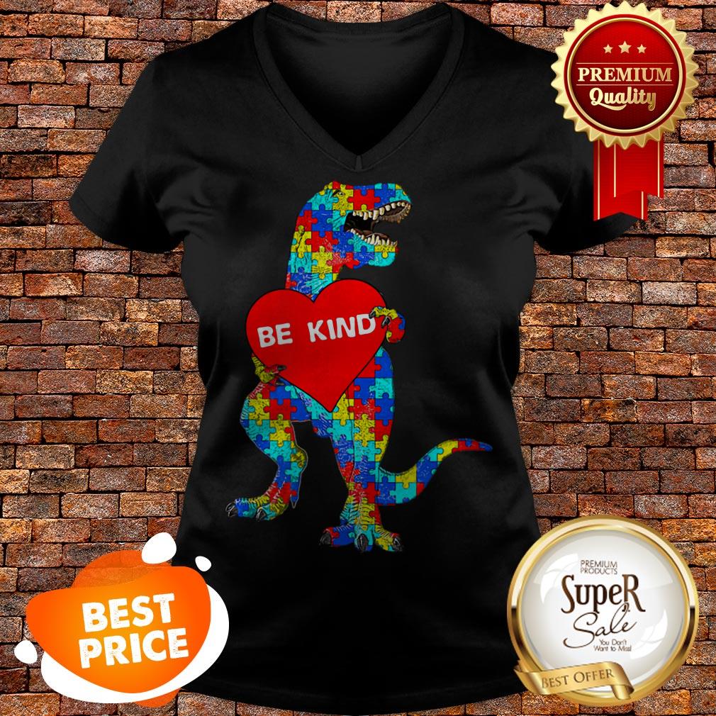 Nice Autism Awareness T Rex Dinosaur Be Kind Puzzle Shirt