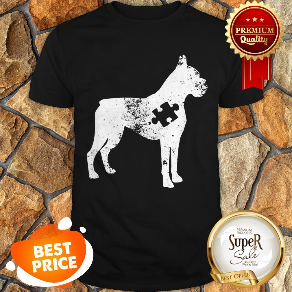 Nice Boxer Dog Autism Awareness Puzzle Pieces Gift Ideas Mom Dad Shirt