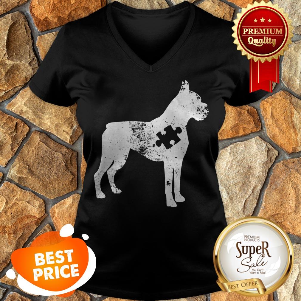 Nice Boxer Dog Autism Awareness Puzzle Pieces Gift Ideas Mom Dad Shirt