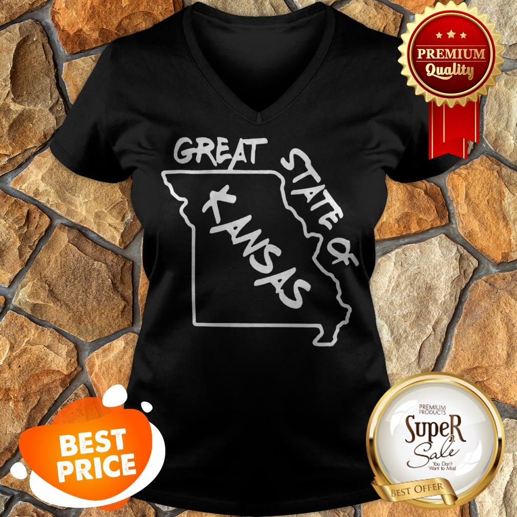 Nice Great State Of Kansas Map Shirt