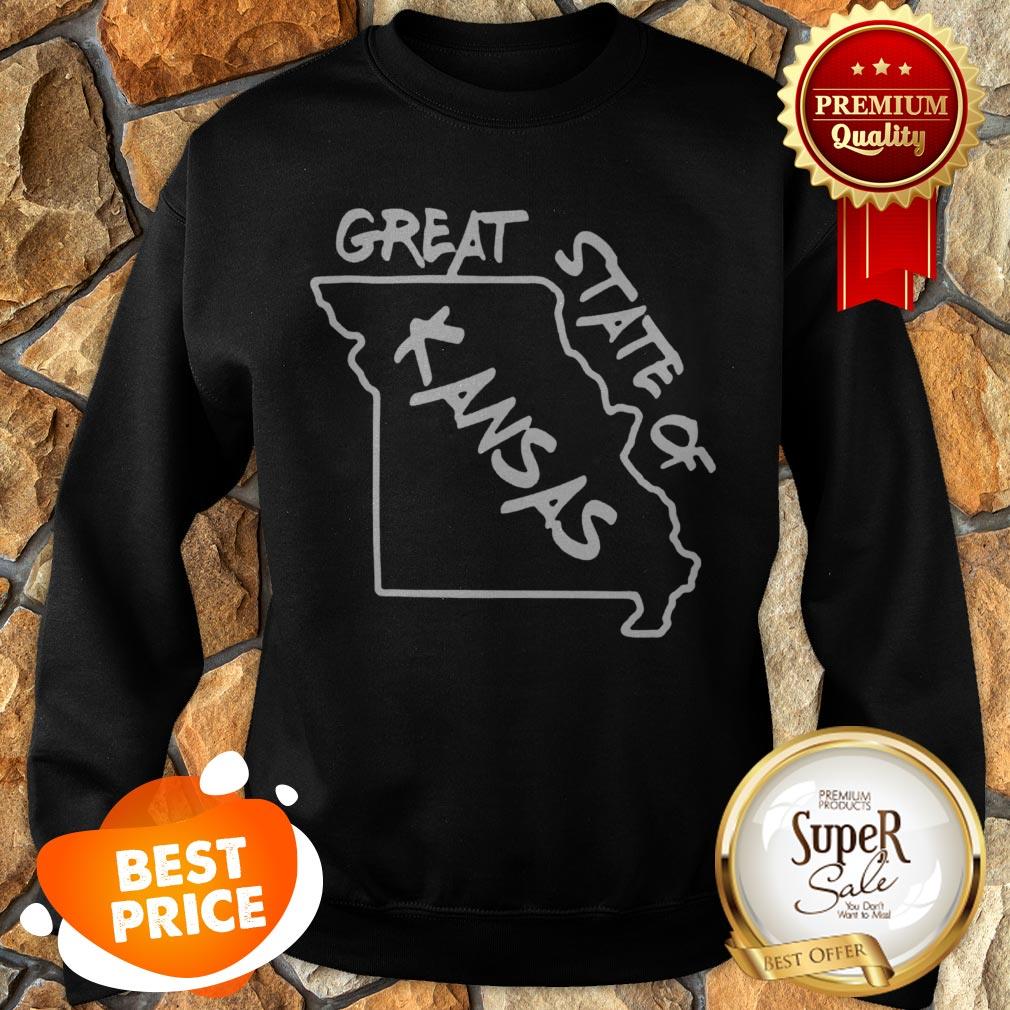 Nice Great State Of Kansas Map Shirt