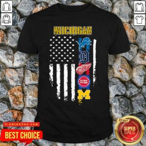 Michigan Detroit Lions Detroit Red Wings Detroit Pistons American Flag Shirt