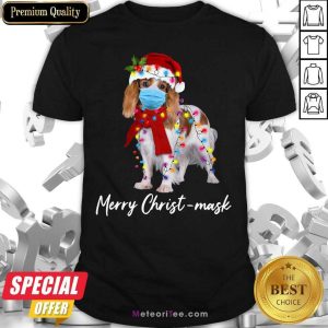 Top Cavalier King Gorgeous Merry Christ Mask Merry Christmas Light Shirt
