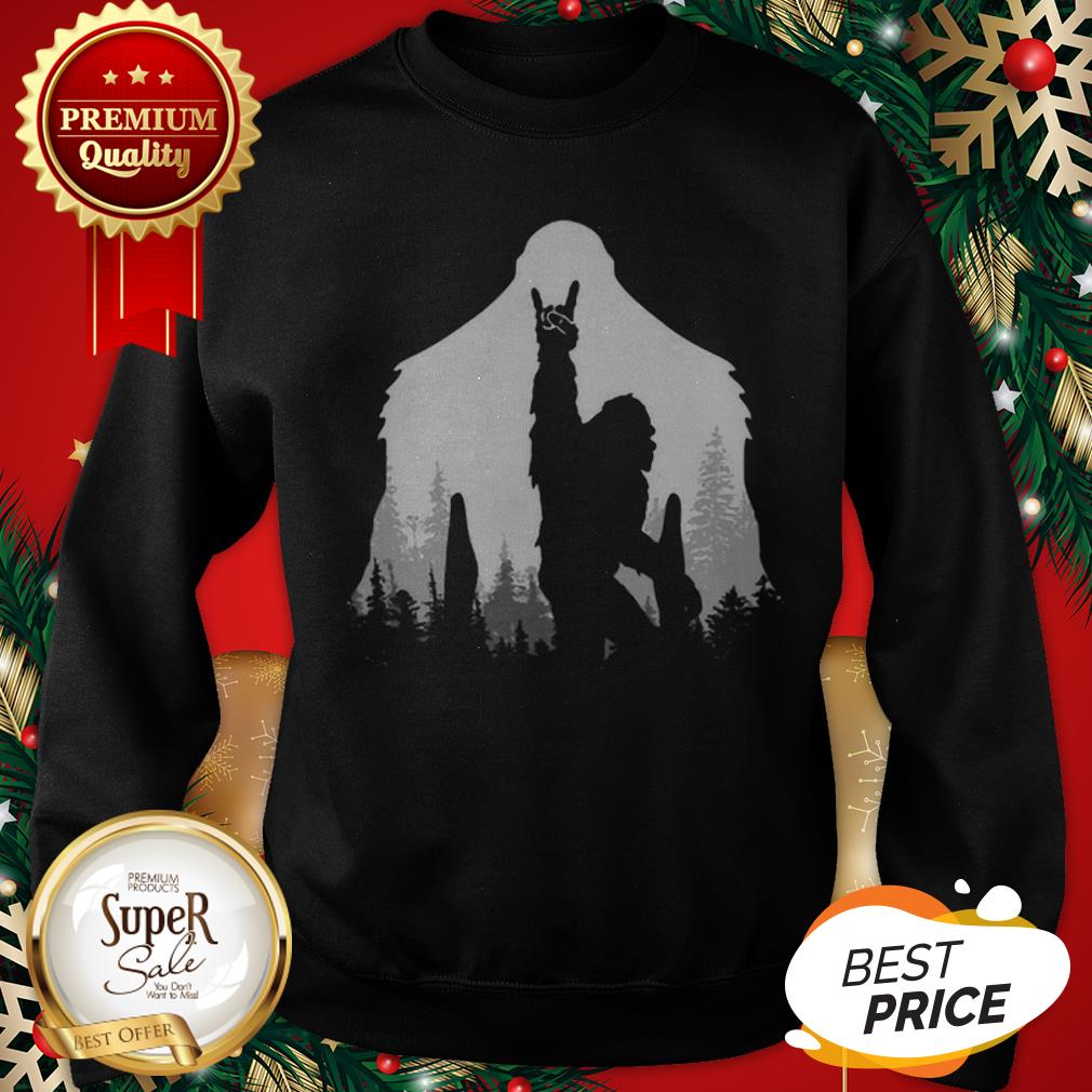 Official Bigfoot Rock And Roll Hand Sign Natural Shirt