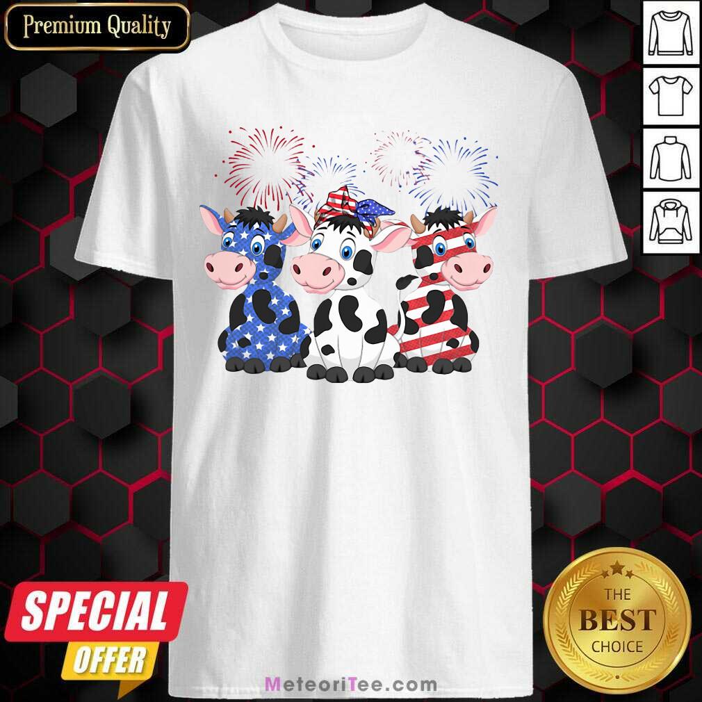 Official Cows Blue White Red American Flag Shirt