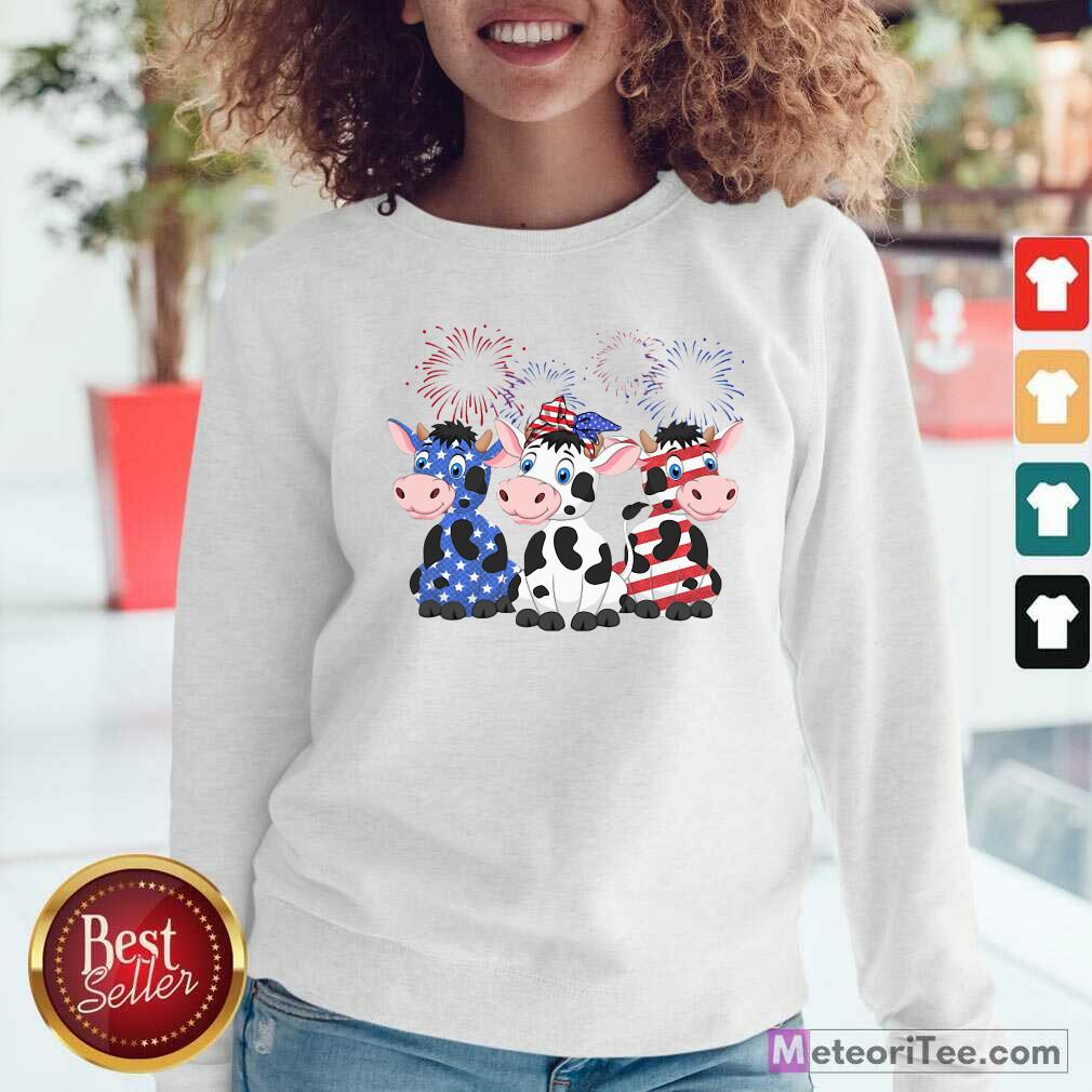Official Cows Blue White Red American Flag Shirt