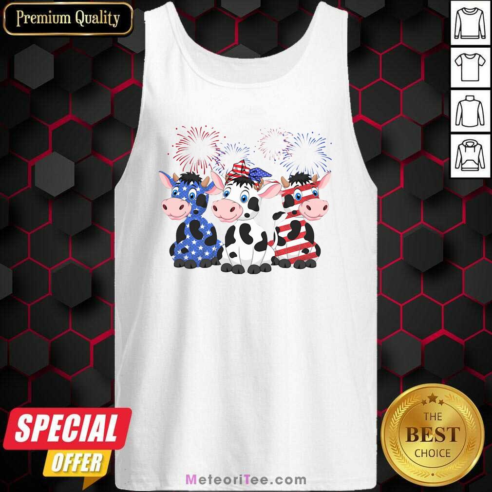 Official Cows Blue White Red American Flag Shirt