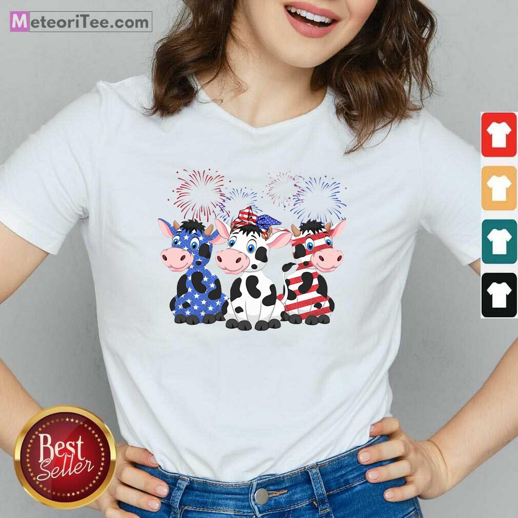 Official Cows Blue White Red American Flag Shirt