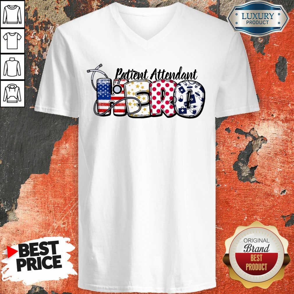 Patient Attendant Medical Stethoscope Nurse Hero American Flag Shirt