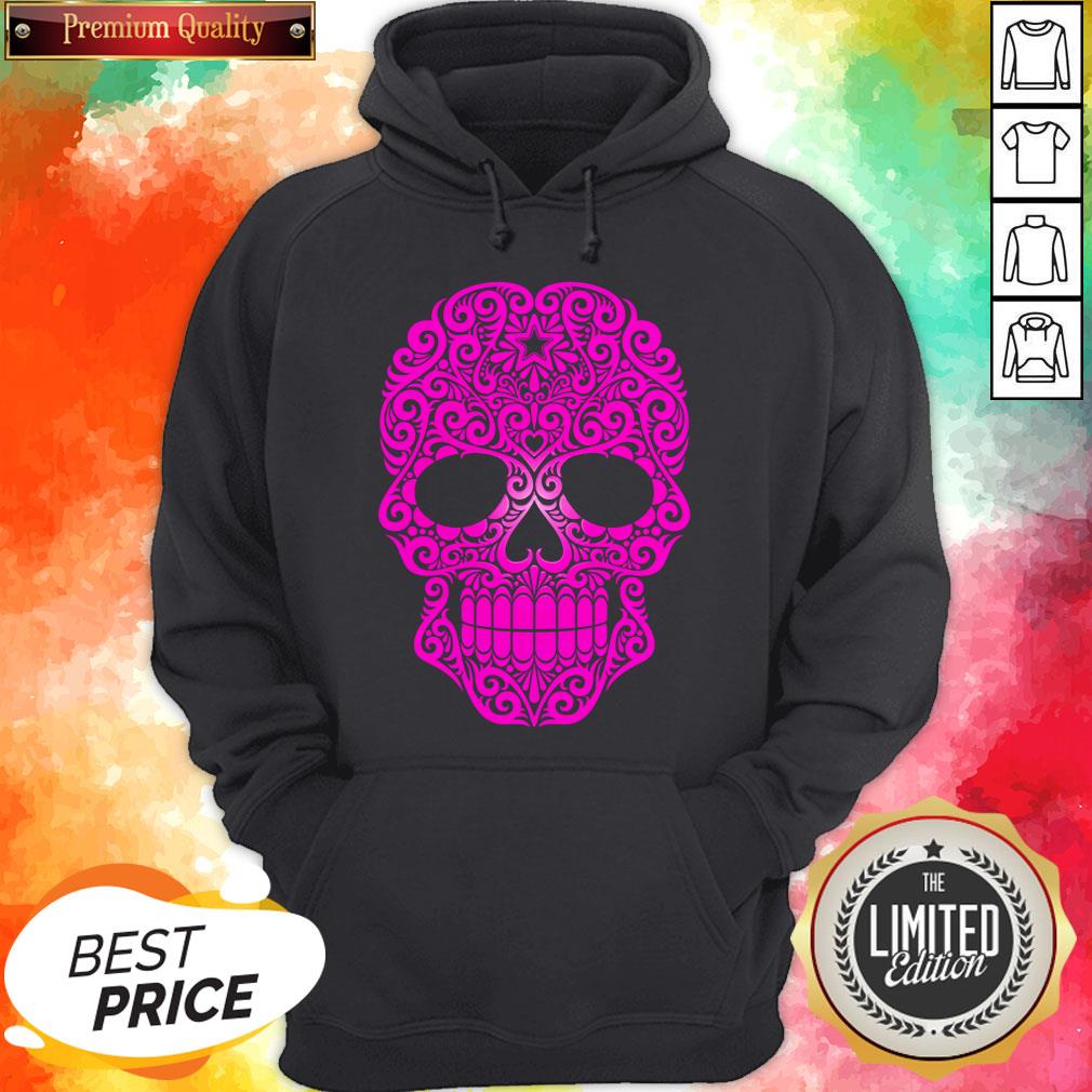 Pink Swirling Sugar Skull Day Of The Dead Shirt
