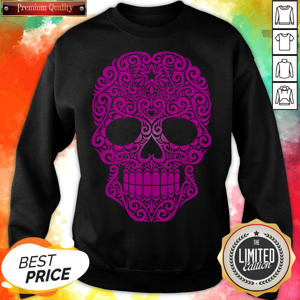 Pink Swirling Sugar Skull Day Of The Dead Shirt